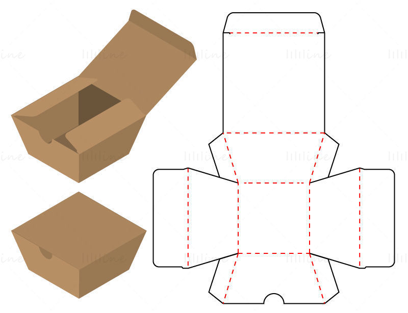 Trapezoidal paper packaging box dieline Vector EPS