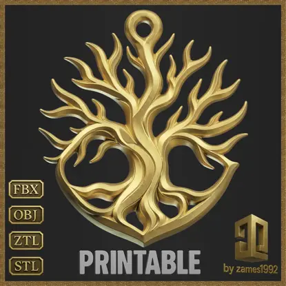 Modello di stampa 3D di design di gioielli con ciondolo Albero della vita