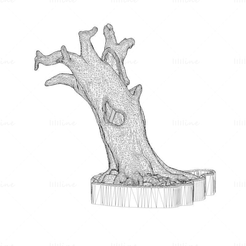 木の形をしたポットの3Dプリントモデル