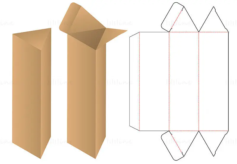 Triangle packaging box dieline vector