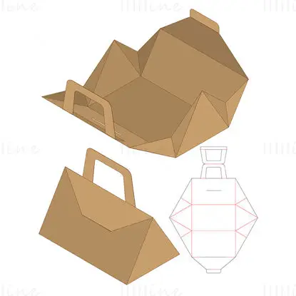 Triangular hand held packaging box dieline vector