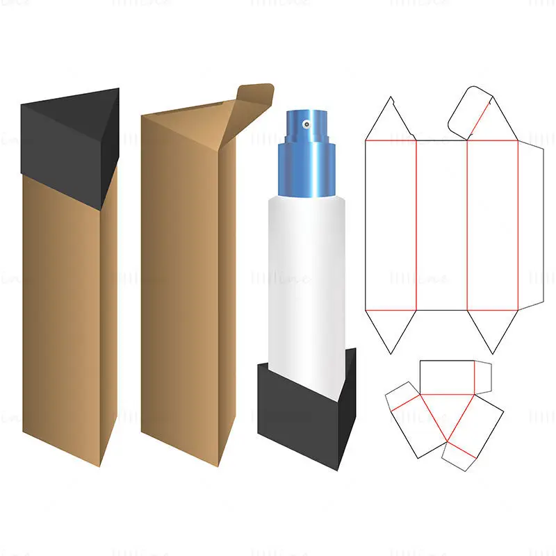 Triangular Product Packaging Box With Lid Dieline Vector