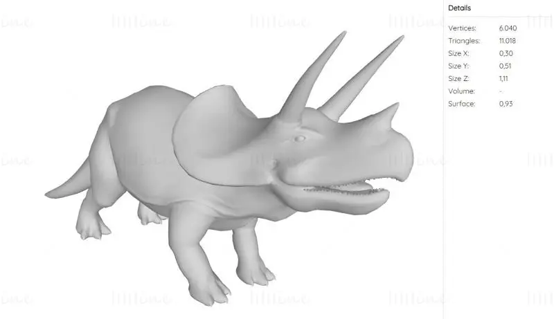 Modelo de dinosaurio triceratops para imprimir en 3D