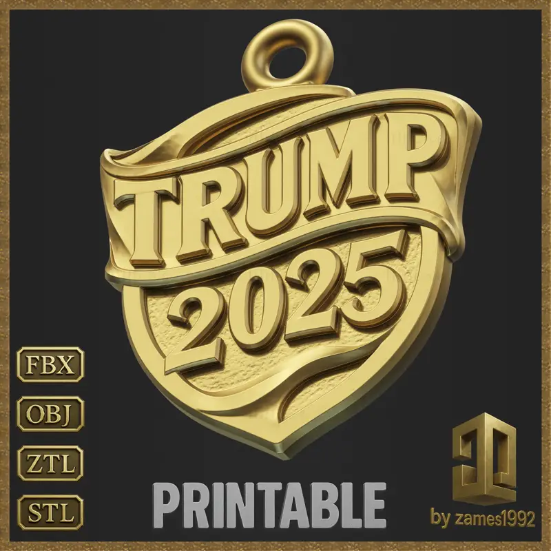Oblikovanje 3D-natisnjenega modela nakita s ščitom Trump 2025