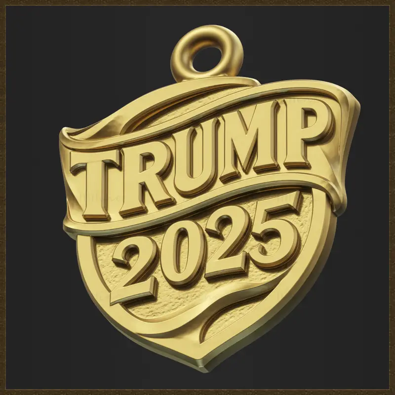 Oblikovanje 3D-natisnjenega modela nakita s ščitom Trump 2025