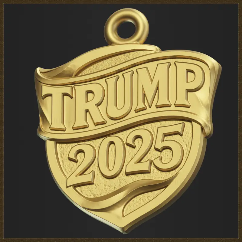 Oblikovanje 3D-natisnjenega modela nakita s ščitom Trump 2025
