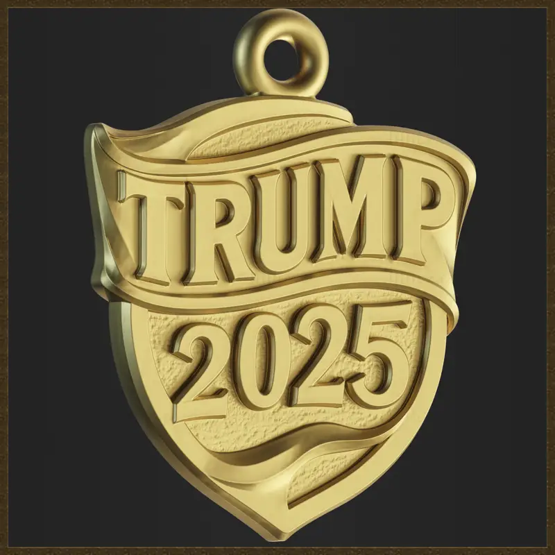 Oblikovanje 3D-natisnjenega modela nakita s ščitom Trump 2025