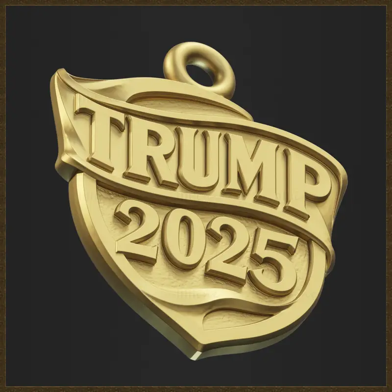 Oblikovanje 3D-natisnjenega modela nakita s ščitom Trump 2025