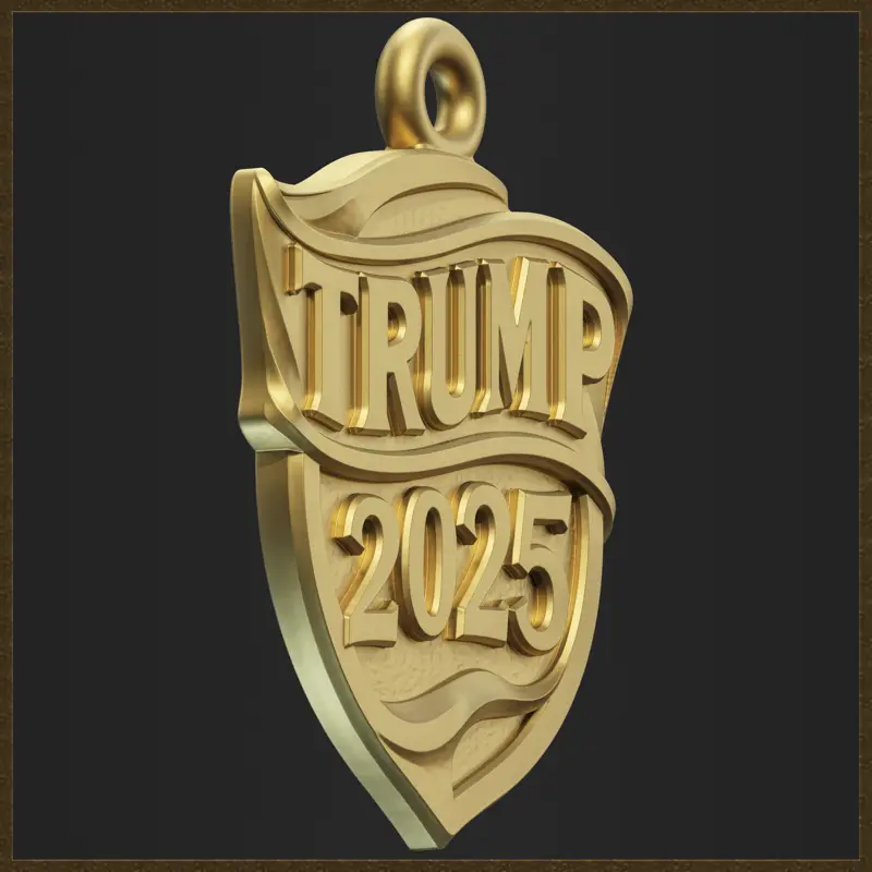 Oblikovanje 3D-natisnjenega modela nakita s ščitom Trump 2025