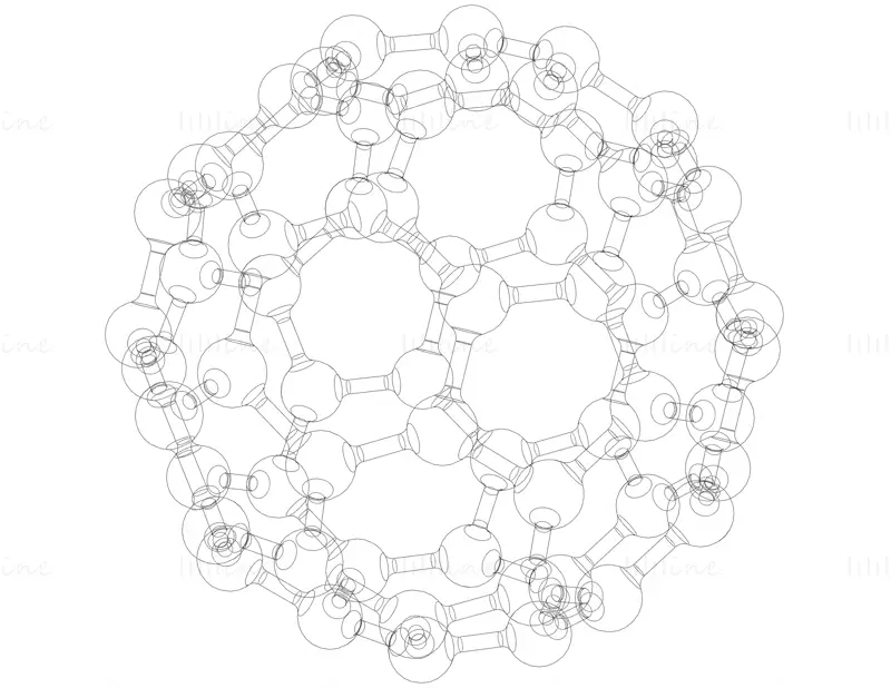 Atomlu Kesilmiş Icosahedron 3D Baskı Modeli