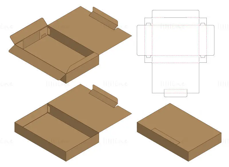 Tuck top packaging box dieline vector