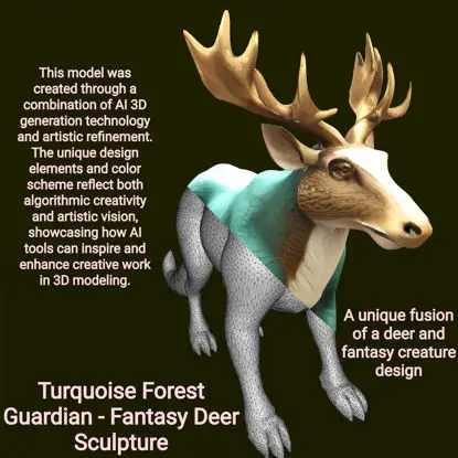 Türkiz Forest Guardian - Fantasy Deer Sculpture 3d print modell