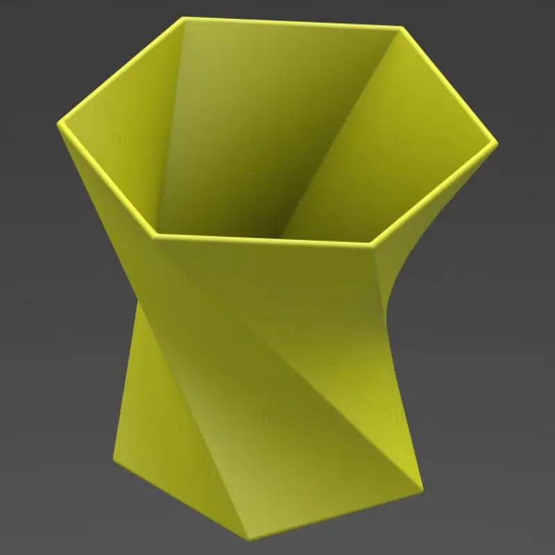 Modelo de impresión 3D con soporte hexagonal para bolígrafo retorcido