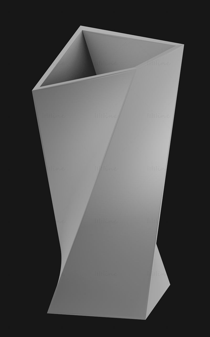 Bükülmüş dörtgen vazo 3d baskı modeli