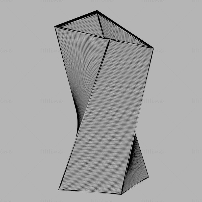 Modelo de impressão 3D de vaso quadrilátero torcido