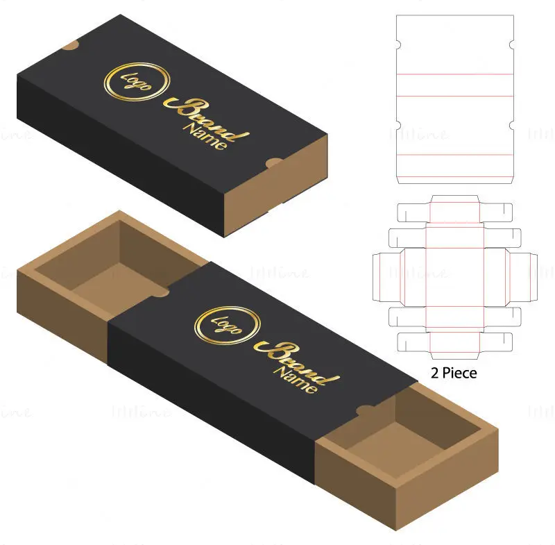 Two-way drawer packaging box dieline vector