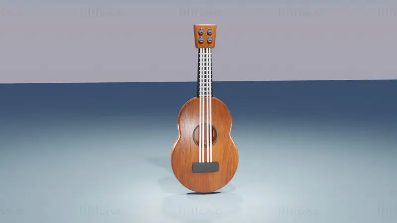 Modello 3D della chitarra hawaiana dell'ukulele