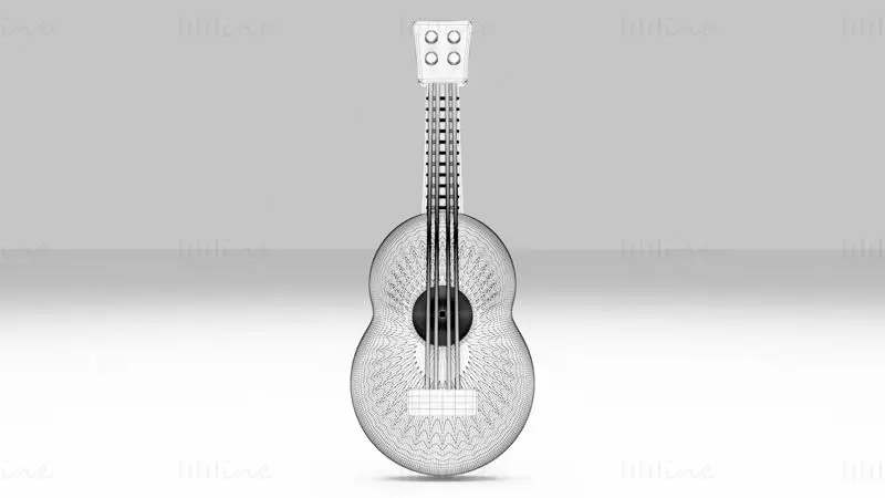 3D model havajské kytary na ukulele