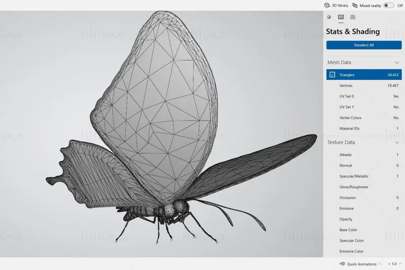 尤利西斯蝴蝶 3D 打印模型
