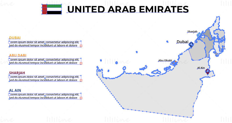 United Arab Emirates map vector