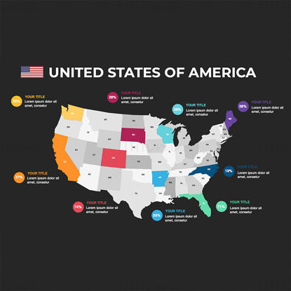 Infografiken der Vereinigten Staaten von Amerika, bearbeitbare PPT- und Keynote-Karte