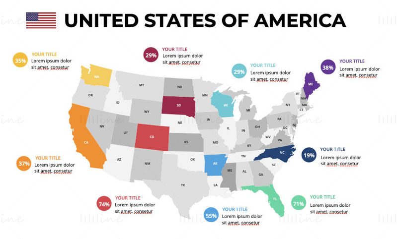 United States of America infographics Map editable PPT & Keynote