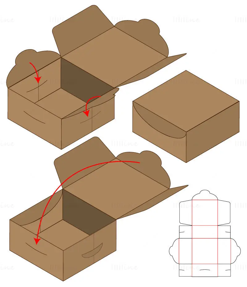 Universal packaging box dieline vector