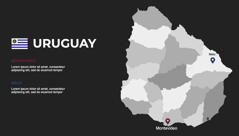 Uruguay-Infografik-Karte, bearbeitbar als PPT und Keynote