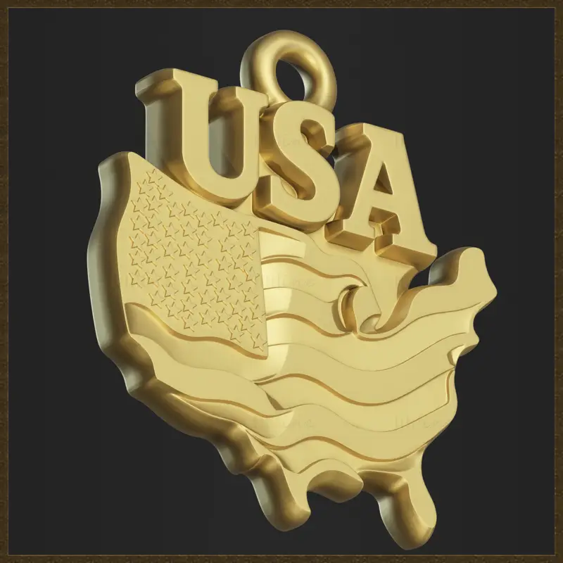 3D-tiskalni model obeska z zastavo ZDA