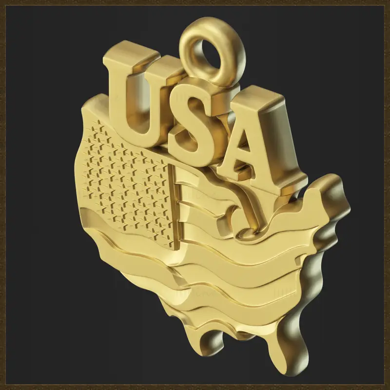3D-tiskalni model obeska z zastavo ZDA