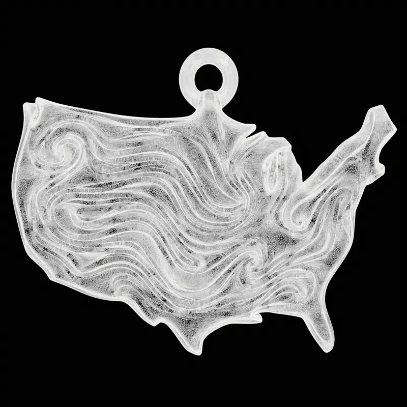 美国吊坠 - 抽象波浪浮雕珠宝设计 3D 打印模型