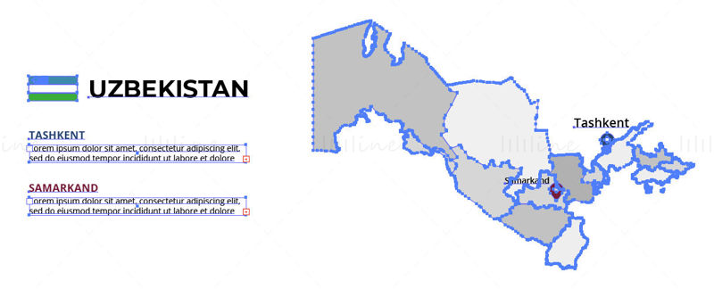 Özbekistan harita vektörü