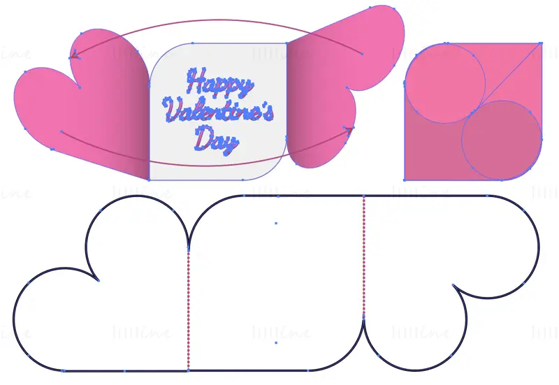 Valentine's Day kort die cutting line vektor eps