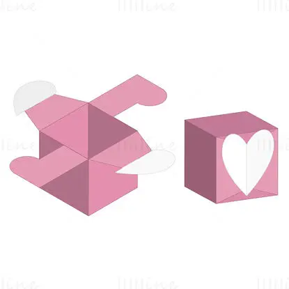 Valentines Day Gift Box dieline vector