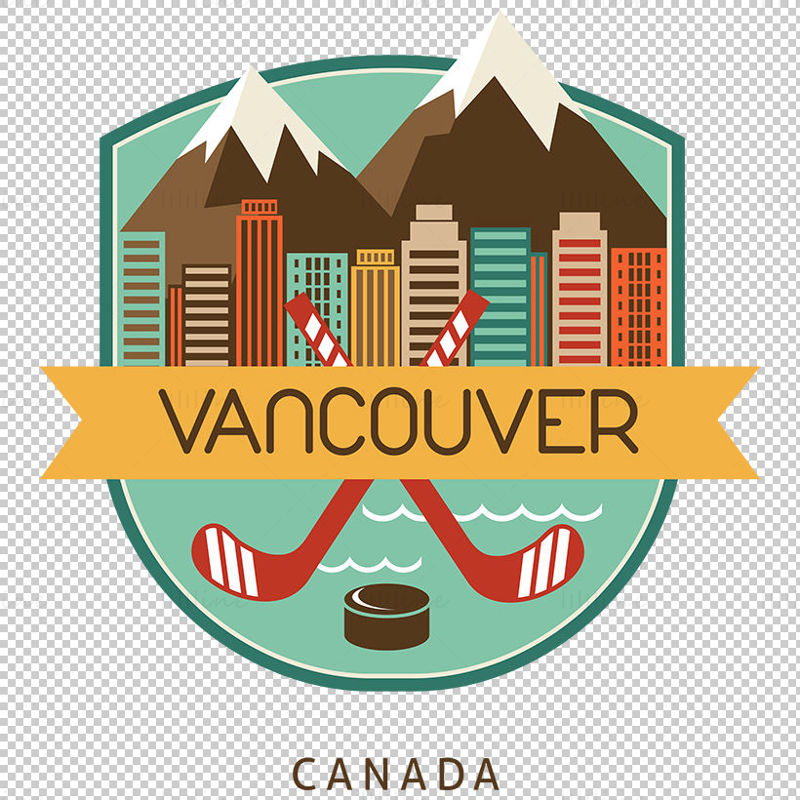 Vancouver City iconic elements vector eps png