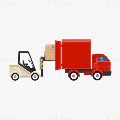 Vector forklift loading goods