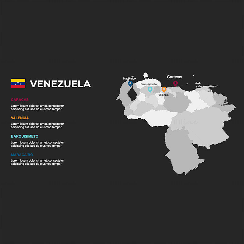 Venezuela-Infografik-Karte bearbeitbare PPT und Keynote