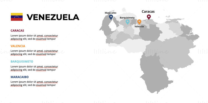 Venezuela-Infografik-Karte bearbeitbare PPT und Keynote
