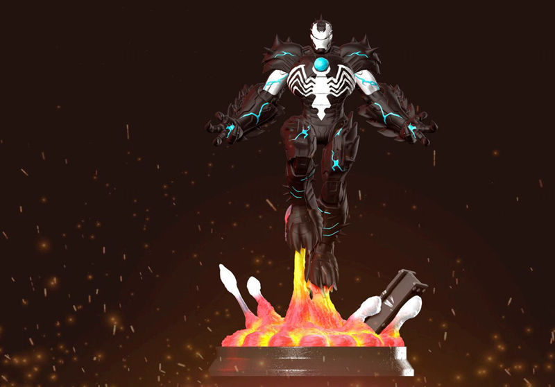 Model 3D Venomized Iron Man gata de imprimat STL