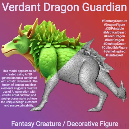 Verdant Dragon Guardian 3D Print Model