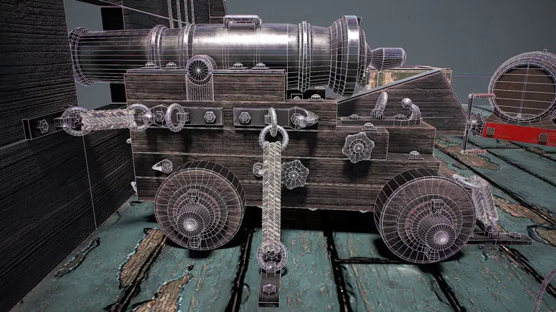 Modelo 3D de canhão de navio