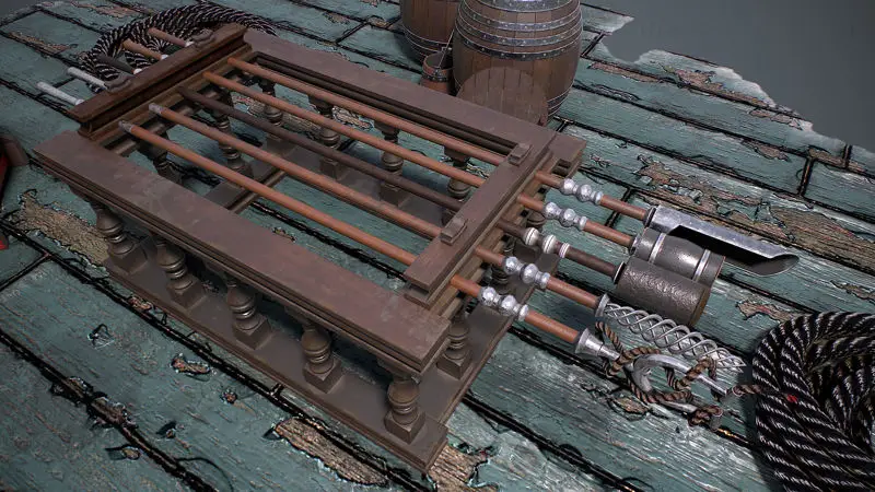 Modello 3d del cannone navale