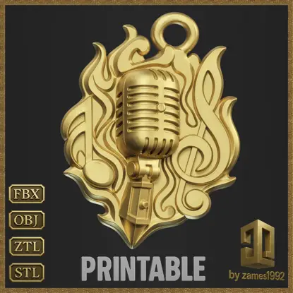 Vintage Microphone Pendant Jewelry Design 3D Print Model