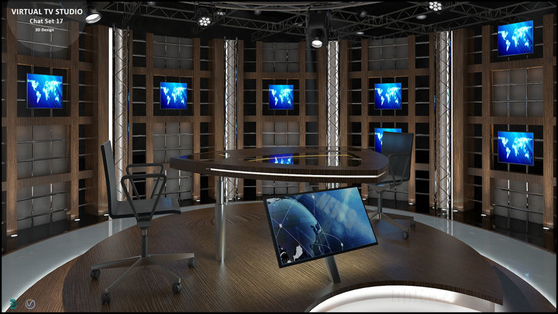 Virtual TV Studio Chat 3D Model Set 17