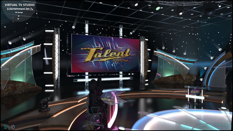 Virtual TV Studio Entertainment 3D Model Scene Set 2