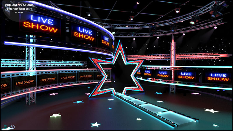 Virtual TV Studio Entertainment 3D Model Set 4