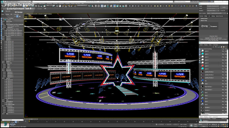 Virtual TV Studio Entertainment 3D Model Set 4