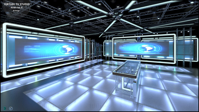 Sanal TV Stüdyo Haberleri 3D Model Set 8