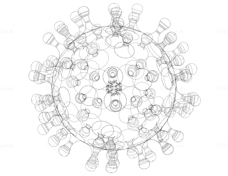 病毒形状应力球3D打印模型STL（5英寸）