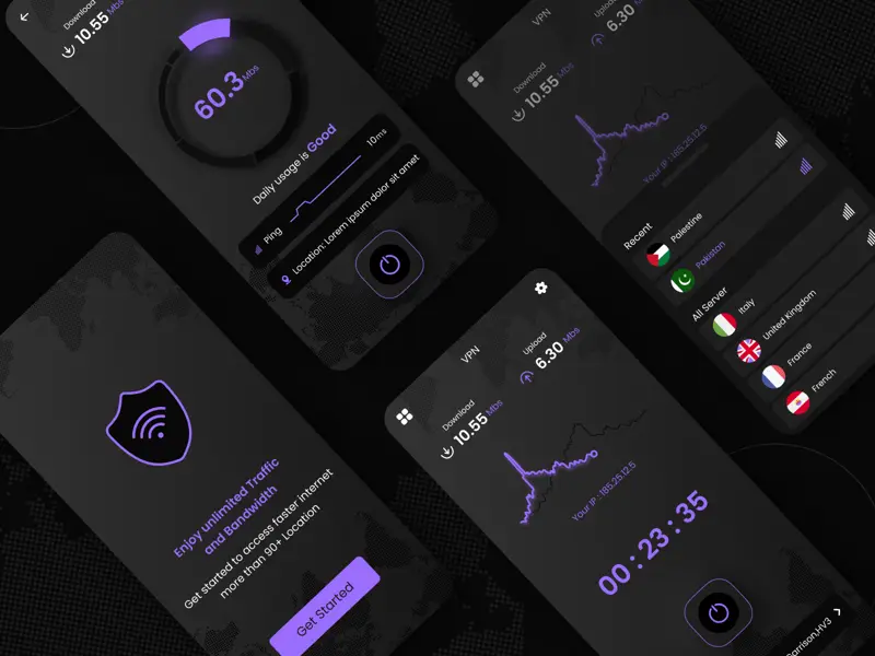 VPN-App UI/UX-Design Figma-Vorlage